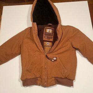 EUC Canada Workgear Kid's Wip Brown Heavy Outdoor Pocket Hood Jacket Size L